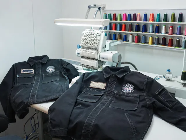 Workwear emblem embroidery