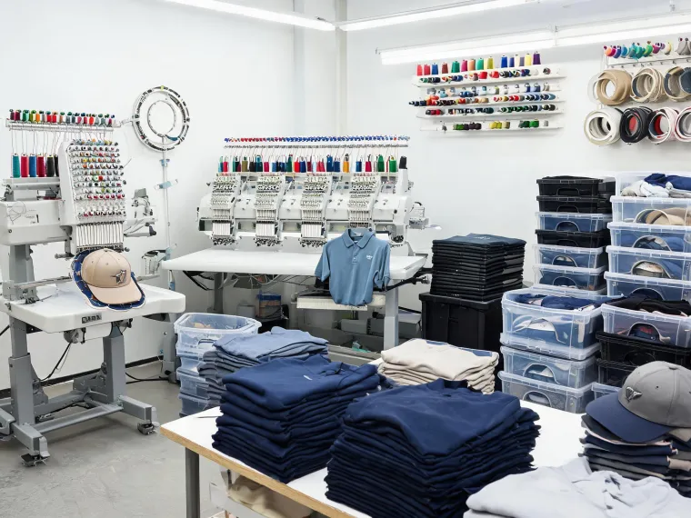 Short-run cap and workwear embroidery shop