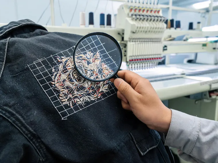 Workwear emblem sew-out inspection